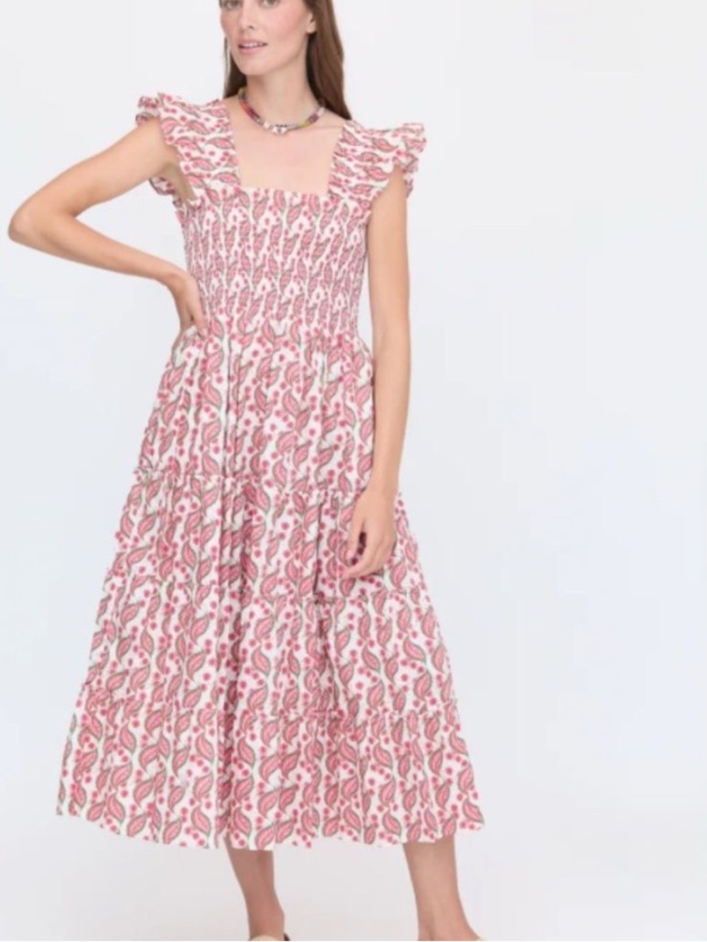 NEW Hill House Birch Vine Smocked Midi Dress
